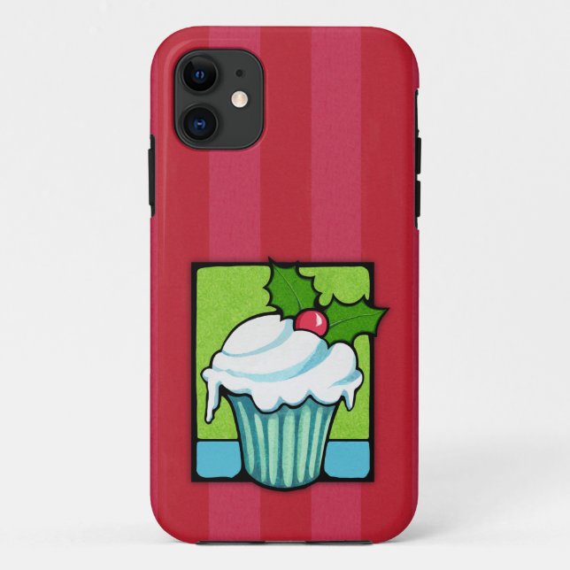 Christmas Holly Cupcake red iPhone 5 Case (Back)