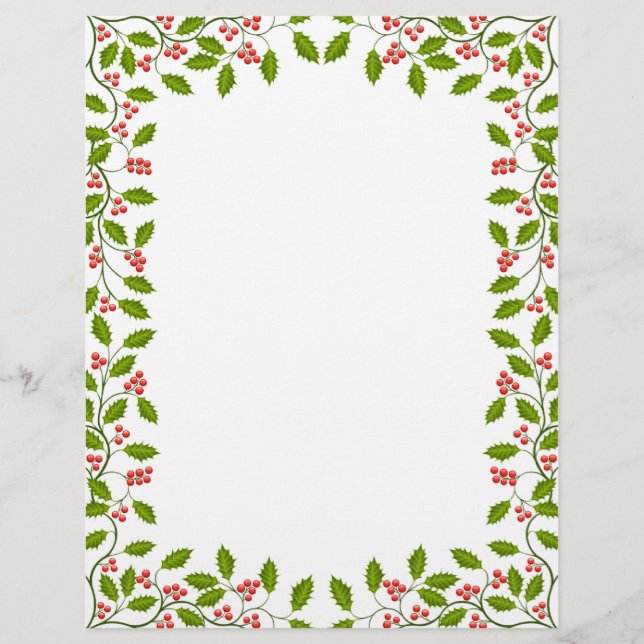 Christmas holly custom letterhead (Front)