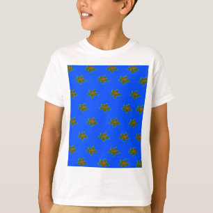 Christmas Holly decorative pattern on blue    T-Shirt