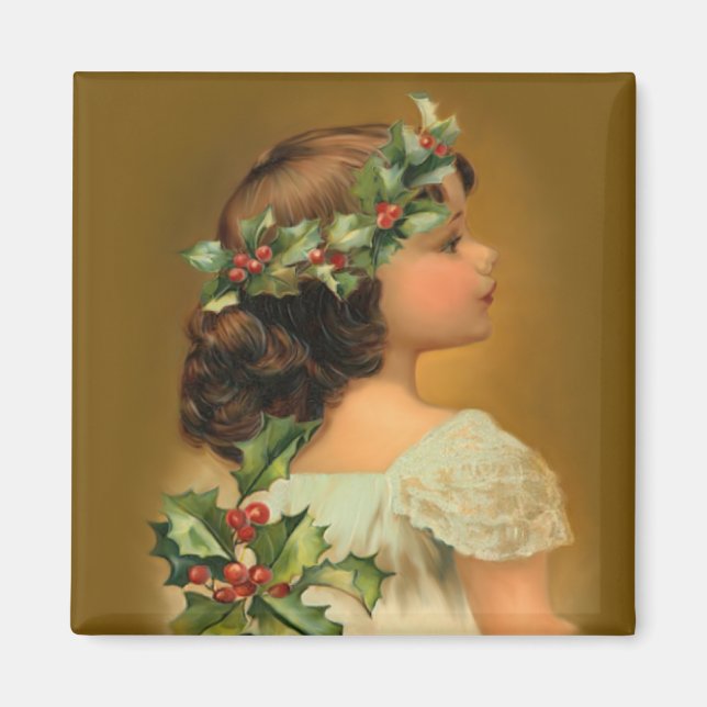 Christmas Holly Girl Magnet (Front)