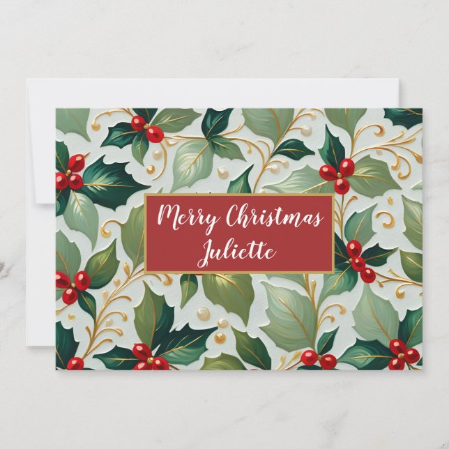 Christmas Holly Holiday Card (Front)