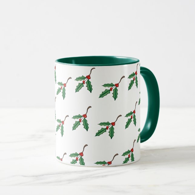 Christmas Holly Holiday Coffee Cup (Front Right)
