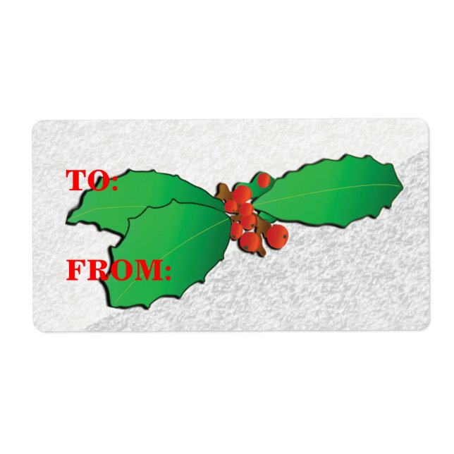 Christmas Holly Holiday Gift Tag Template (Front)