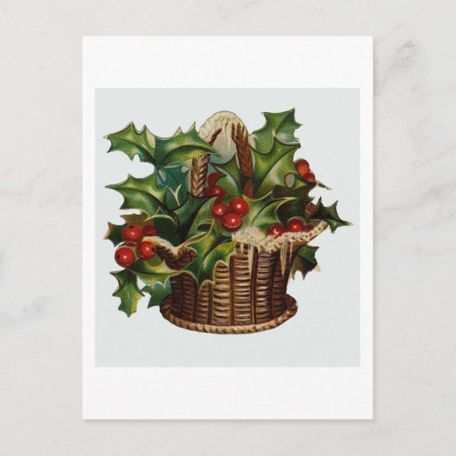 Christmas Holly Holiday Postcard (Front)