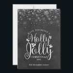 Christmas Holly Jolly Elegant Script Chalkboard Holiday Card<br><div class="desc">Featuring an elegant Holly Jolly script design you can personalise with your message,  name and year on a chalkboard background. Designed by Thisisnotme©</div>