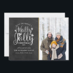 Christmas Holly Jolly Script Chalkboard Photo Holiday Card<br><div class="desc">A stylish Holly Jolly photo holiday card design for you to personalise with your favourite photo,  message,  names and year on a chalkboard background. The reverse features falling snowflakes on a matching chalkboard background. Designed by Thisisnotme©</div>