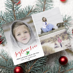 Christmas Holly Joy Peace Love Photo Collage Holiday Card<br><div class="desc">Celebrate the season with this Holiday photo collage card that features the words JOY PEACE LOVE in an elegant script font and a sprig of festive holly. Personalise by adding 3 photos, a custom greeting, your name(s) and year. You can also add a holiday message on the backside. Please check...</div>