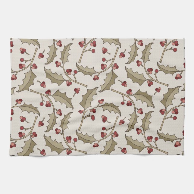 Christmas Holly Kitchen Towel (Horizontal)