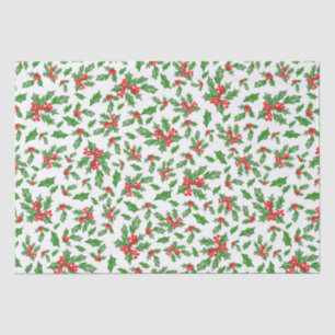 Christmas holly leaves and berries red and green tissue paper
