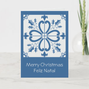 Christmas holly leaves and flowers petals tiles card