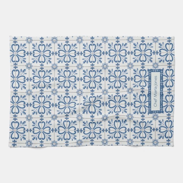 Christmas holly leaves and flowers petals tiles tea towel (Horizontal)