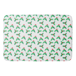 Christmas Holly Leaves Large Bath Mat