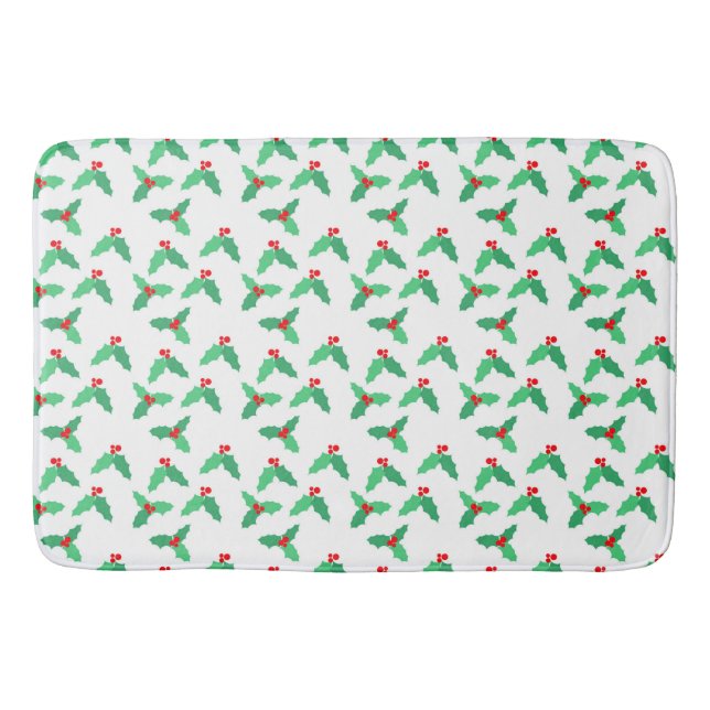 Christmas Holly Leaves Large Bath Mat (Front)