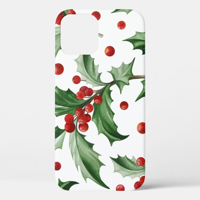 Christmas Holly Leaves Seamless Symbol Case-Mate iPhone Case (Back)