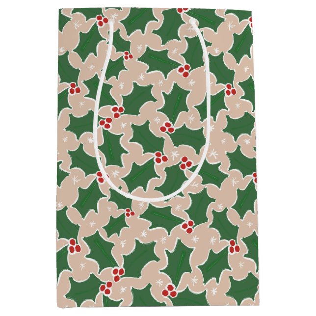 Christmas Holly  Medium Gift Bag (Front)