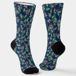 Christmas Holly, Mistletoe, and Berries Socks