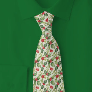 Christmas Holly & Mistletoe Tie