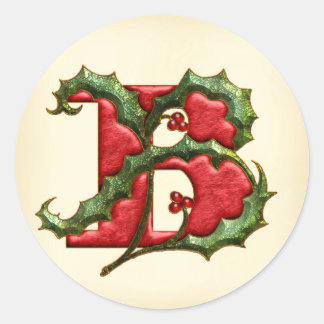 Christmas Holly Monogram B Envelope Seals
