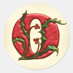 Christmas Holly Monogram O Envelope Seals