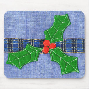 Christmas holly mouse pad