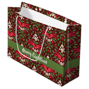 Christmas Holly Name and Greeting Large Gift Bag