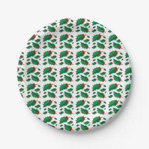 Christmas Holly Paper Plate