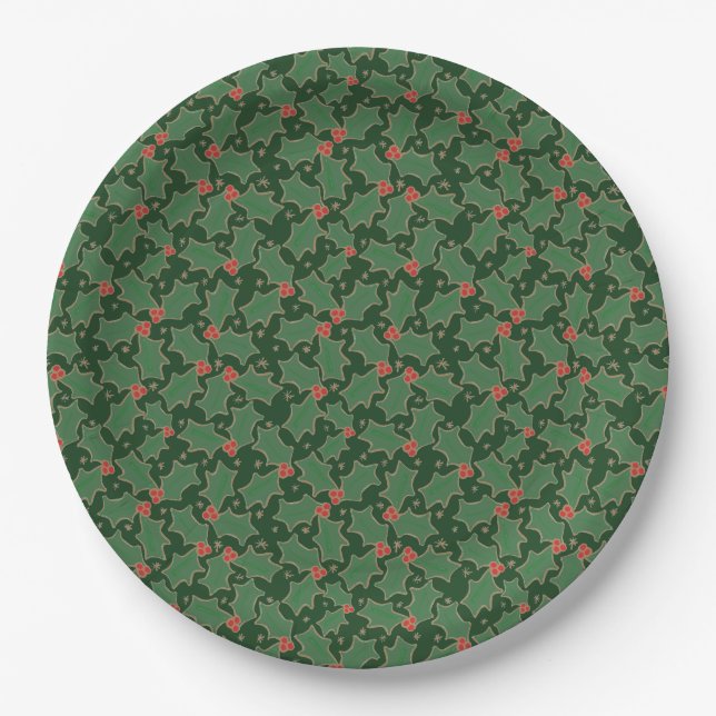 Christmas Holly Paper Plate (Front)