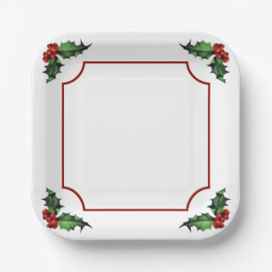 Christmas Holly Paper Plate