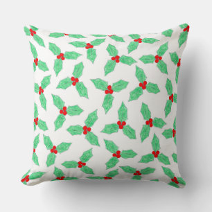 Christmas holly pattern cushion