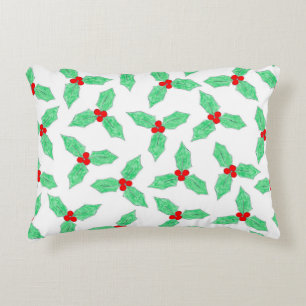 Christmas holly pattern decorative cushion