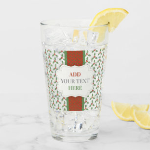 Christmas Holly Pattern Green Holly Red Berries Glass