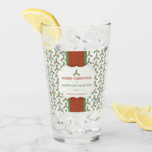 Christmas Holly Pattern Green Holly Red Berries Glass