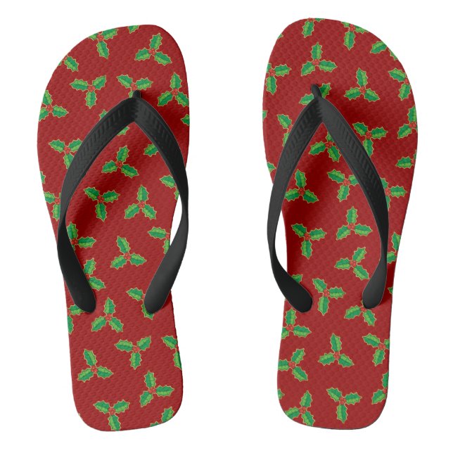 Christmas Holly Pattern Jandals (Footbed)