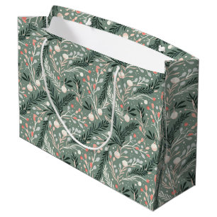 Christmas Holly Pattern Large Gift Bag