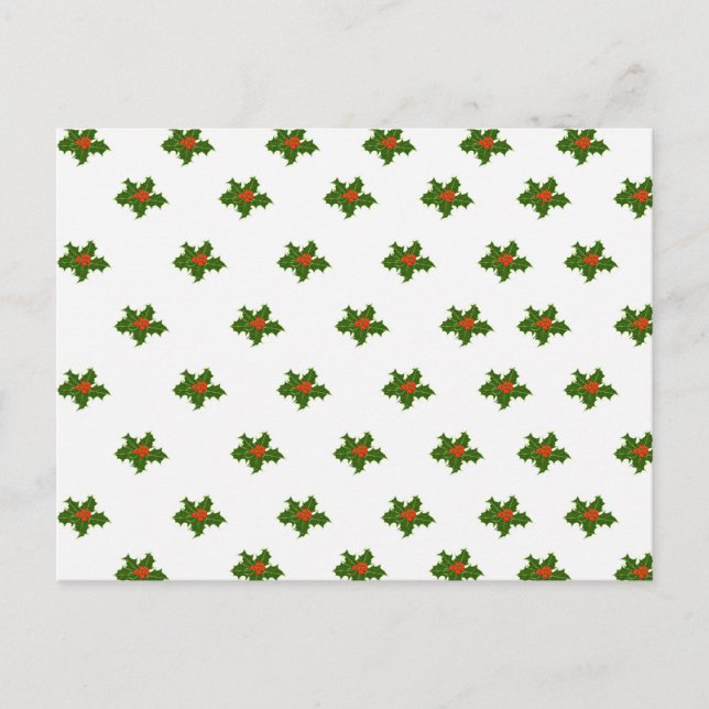 Christmas Holly Pattern  Postcard (Front)
