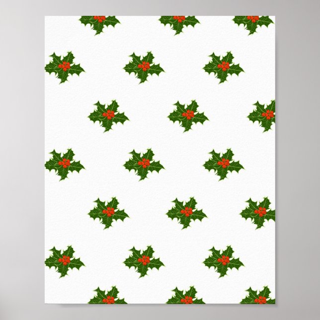 Christmas Holly Pattern    Poster (Front)