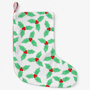 Christmas holly pattern small christmas stocking
