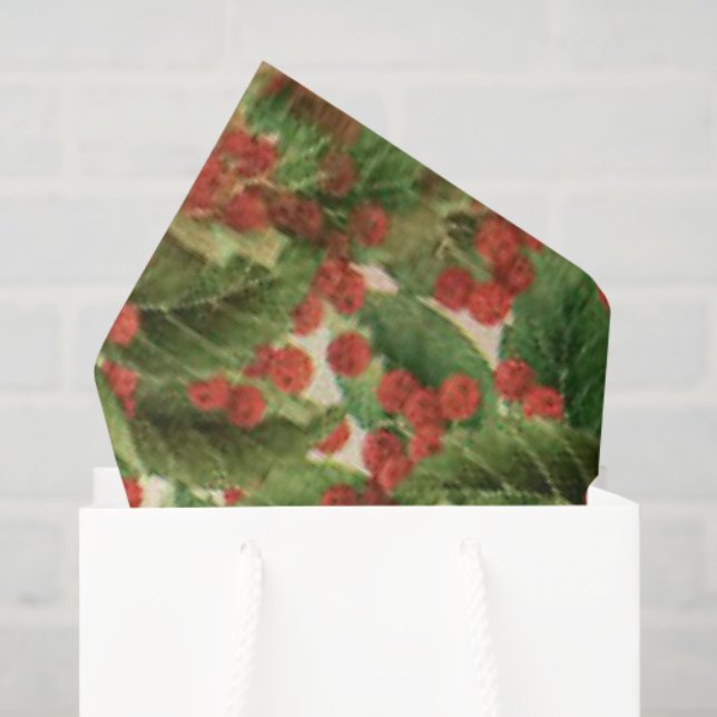 Christmas holly pattern tissue paper (Gift Bag)