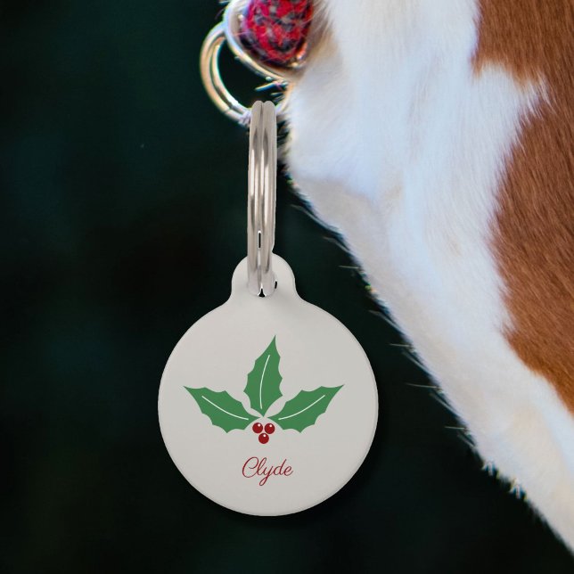 Christmas Holly Pet Tag (Christmas Holly Pet Tag)