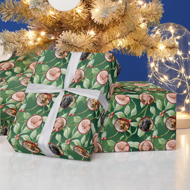 Christmas Holly Photo Wrapping Paper (Holidays)