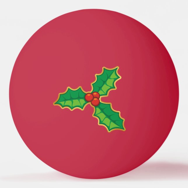 Christmas holly ping pong ball (Front)
