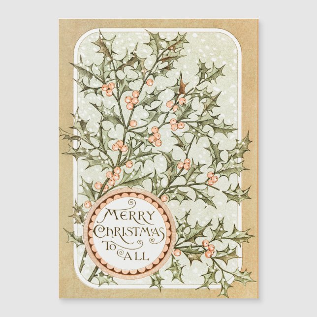 Christmas Holly Pretty Antique Greeting (Front)