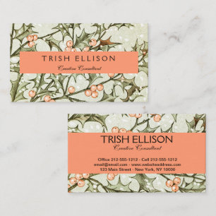 Christmas Holly Pretty Antique Greeting Business Card