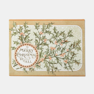 Christmas Holly Pretty Antique Greeting Doormat