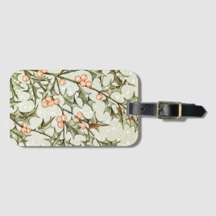 Christmas Holly Pretty Antique Greeting Luggage Tag