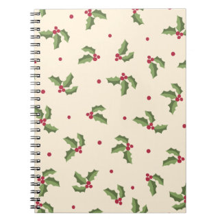 Christmas Holly Print Spiral Photo Notebook