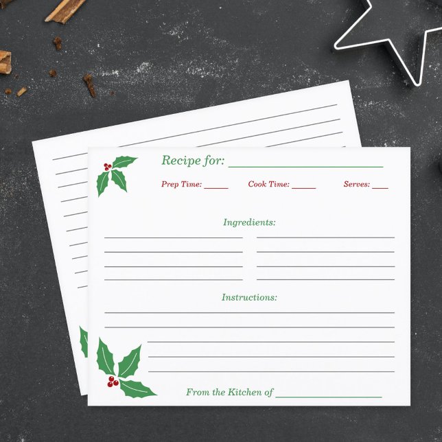 Christmas Holly Recipe Card (Christmas Holly Recipe Card)