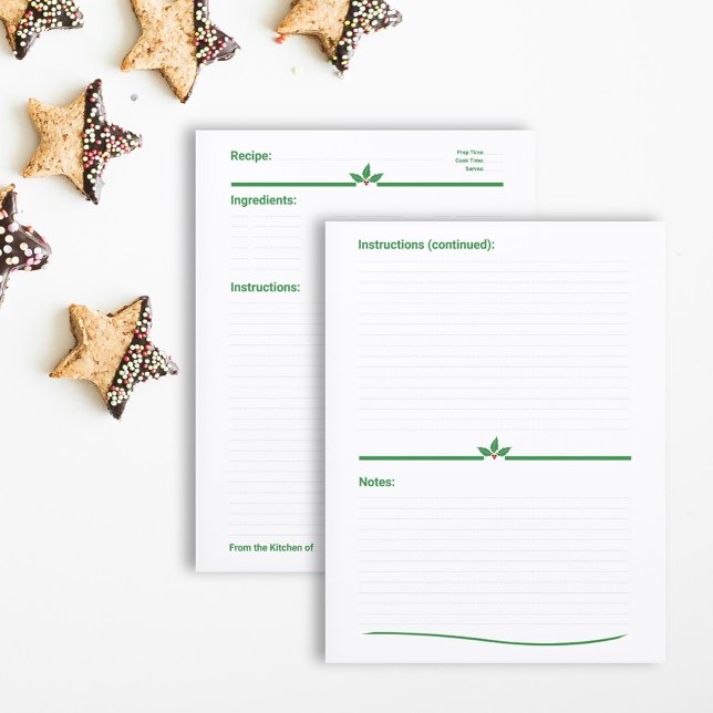 Christmas Holly Recipe Cookbook Page  (Christmas Holly Recipe Cookbook Page)