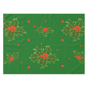 Christmas Holly Red Berries Tablecloth