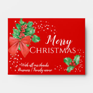 Christmas Holly Red Cash Gift Envelope